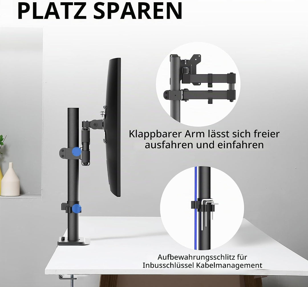 Bracwiser Monitor Halterung, Arm für 13-32 Zoll LCD LED Bildschirme bis 10kg, Höhenverstellbar Bilds