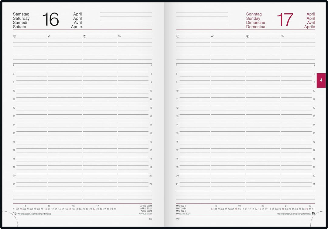 rido/idé Tageskalender Modell Conform 2024 1 Seite = 1 Tag A4 grau