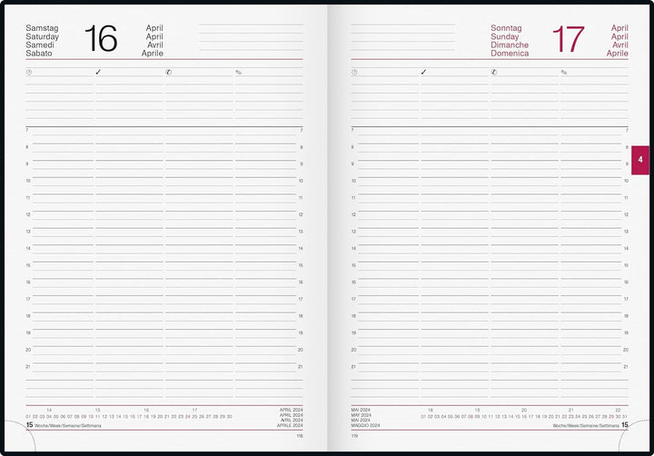 rido/idé Tageskalender Modell Conform 2024 1 Seite = 1 Tag A4 grau