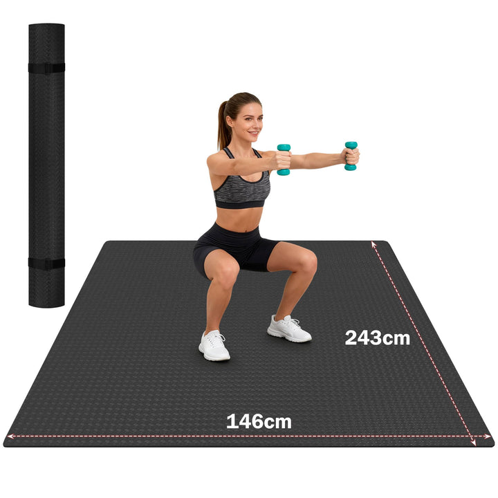 Stepwaver XXL-Fitnessmatte, 183x122 / 213x152 / 243x152cm (6mm) Dicke Trainingsmatte für Heimstudio