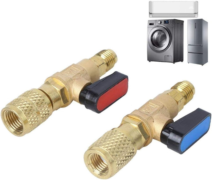 Haofy Klimaanlagen Kältemittel Kugelhahn, 2 Stück Kältemittelventil Kugelhahn Ladeschläuche Adapter,