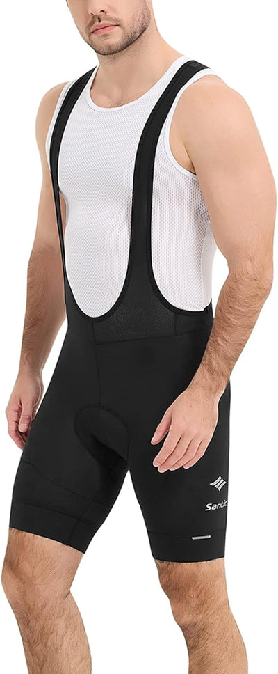 Herren Fahrradhose Kurz Trägerhose Fahrrad mit Sitzpolster Radhose Radlerhose, S