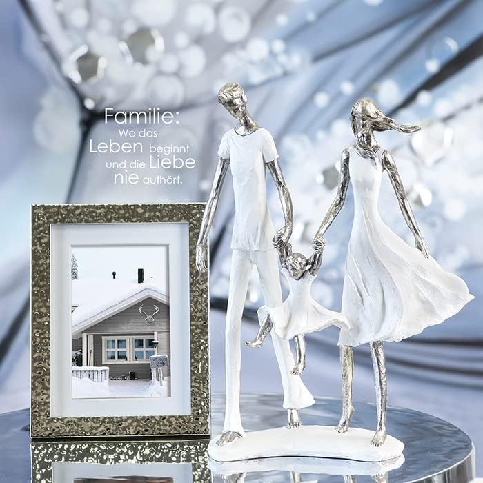 Casablanca modernes Design Skulptur Familie - Familienglück - weiss/Silber - Polyresin - Höhe 31 cm