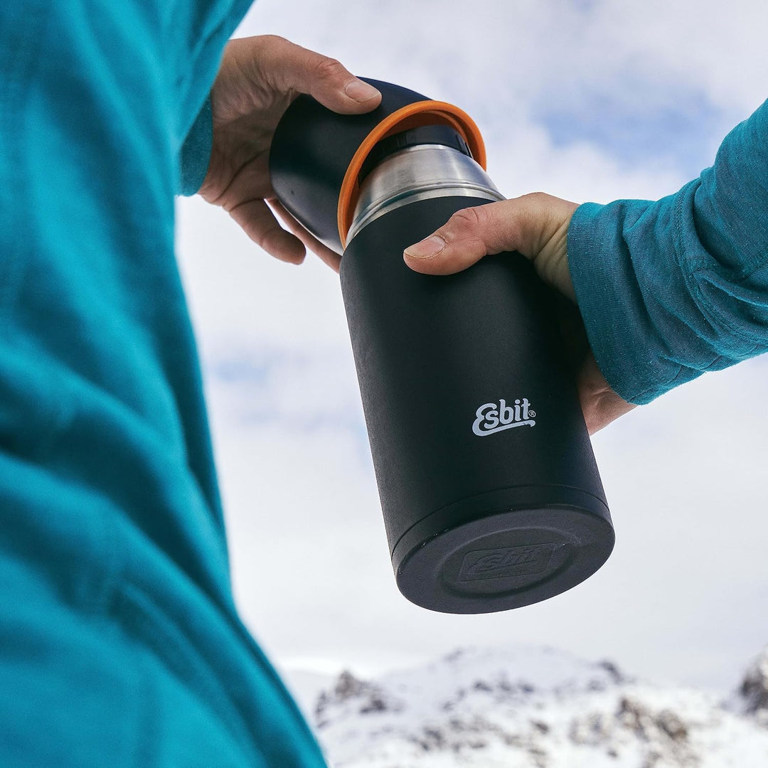 Esbit Edelstahl Isolierflasche Classic 750 ml in Schwarz - für warme und kalte Getränke - Edelstahl