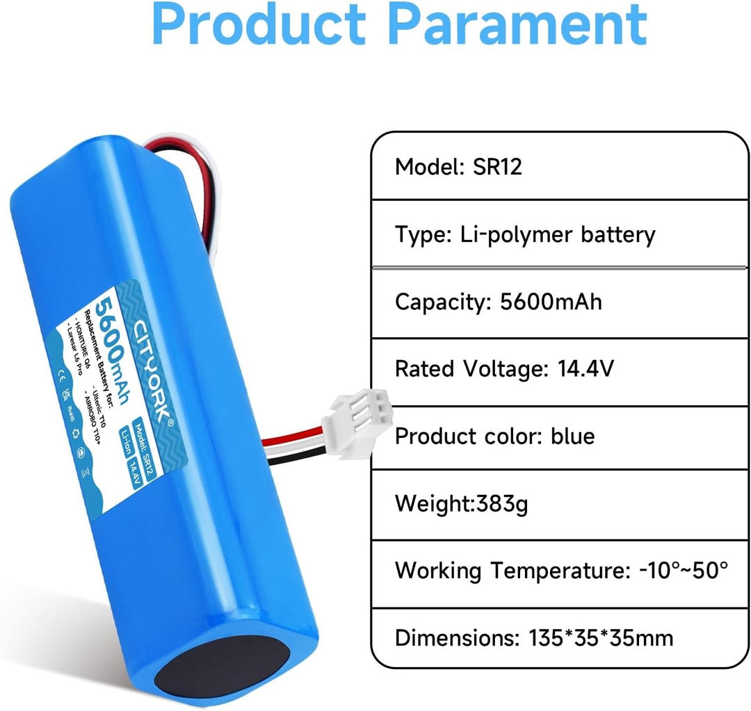 CITYORK 5600mAh 14,4 V Li-ion Akku für HONITURE Q6/Q6 Pro, Für AIRROBO T20+ T10+ T9, Für Ultenic T10
