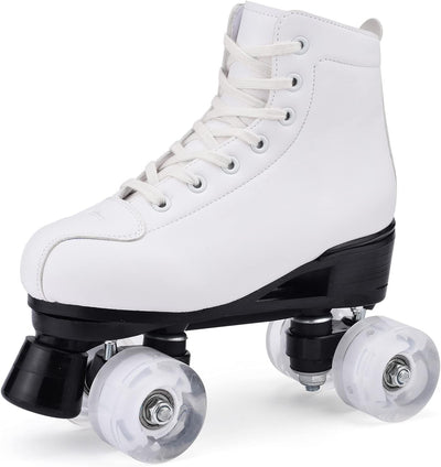 Damen Klassische Retro Rollschuhe,Rollschuhe mit Vier Rollen in Doppelreihe,Classic Roller, Rollschu