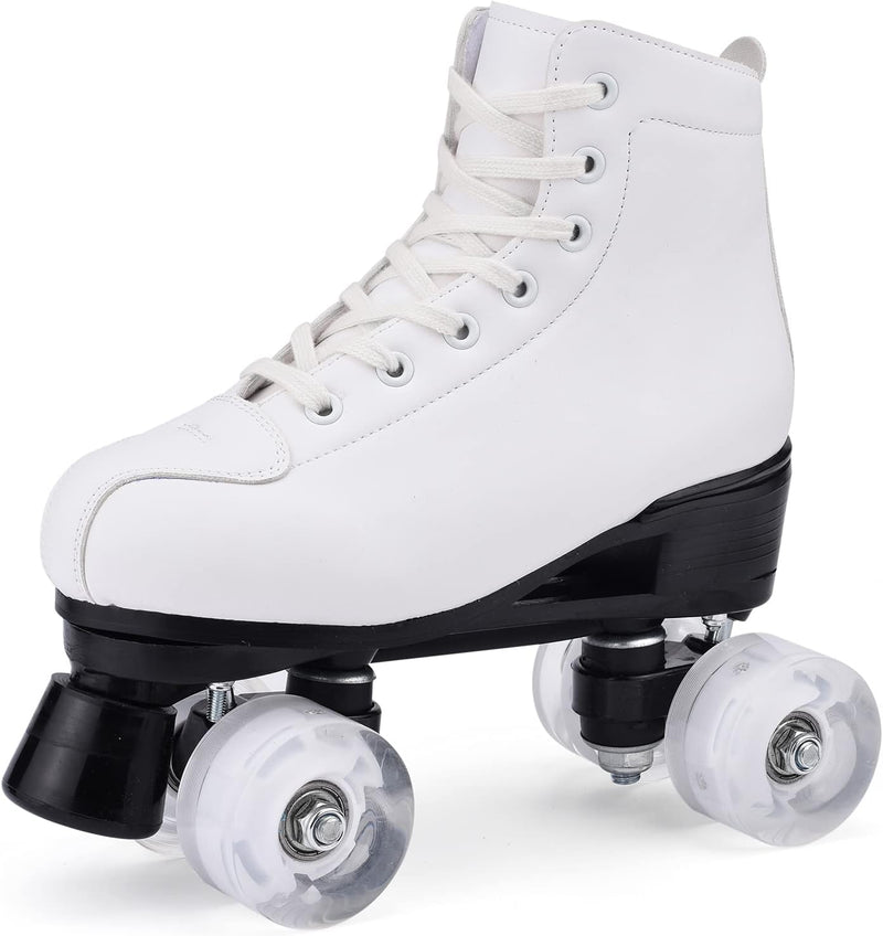 Damen Klassische Retro Rollschuhe,Rollschuhe mit Vier Rollen in Doppelreihe,Classic Roller, Rollschu