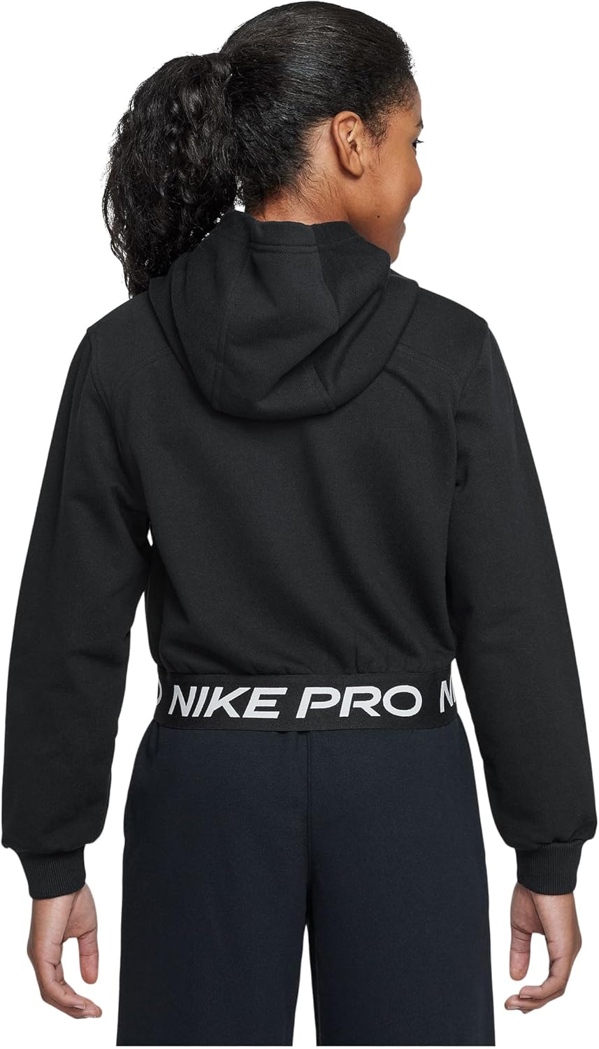 Nike Pro Fleece Dri-FIT-Kapuzenjacke für ältere Kinder (Mädchen), HQ9312 S Black/Black/Black/White,