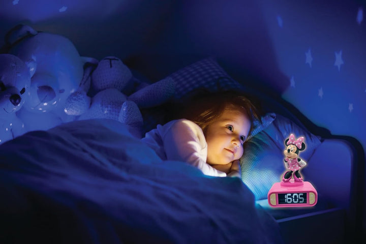 Lexibook RL800MN, Disney, Minnie Nachtlicht Wecker, Klänge und Melodien, LCD-Bildschirm mit Hintergr