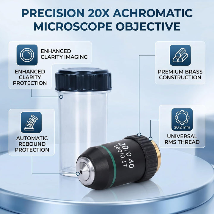 Achromatisches Mikroskop-Objektiv 20-Fach Hohe Lichtdurchlässigkeit 20.2mm Schnittstelle Professione