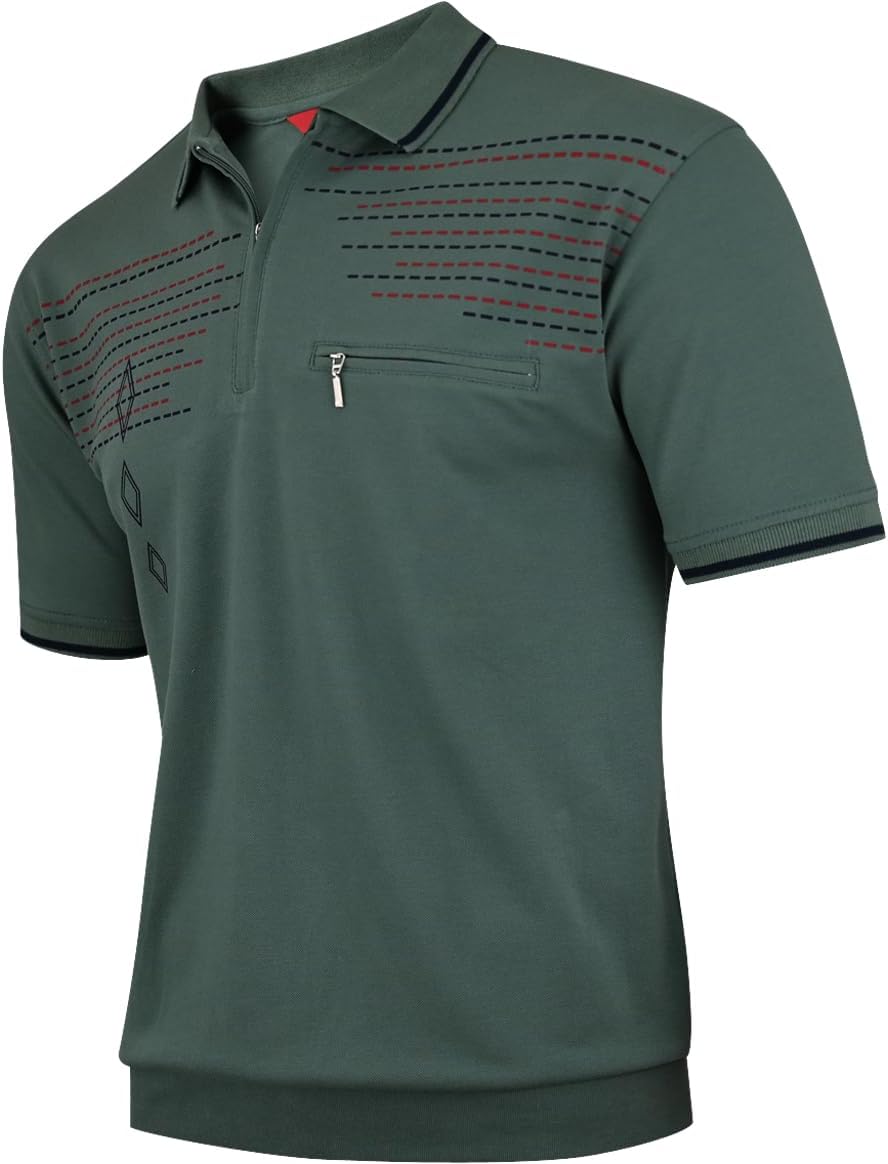 Soltice Herren Kurzarm Poloshirt, Polohemd Kragen, Gestreifte Blousonshirt mit Brusttasche aus Baumw