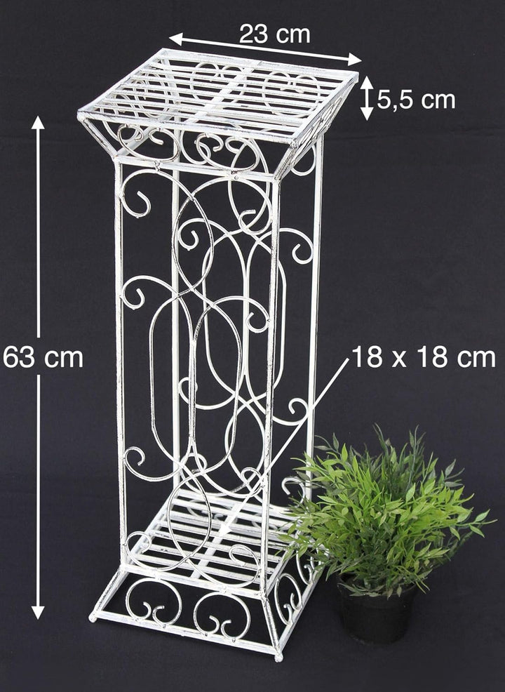 DanDiBo Blumenhocker Metall Weiss Eckig 63 cm Blumenständer 20304 Blumensäule