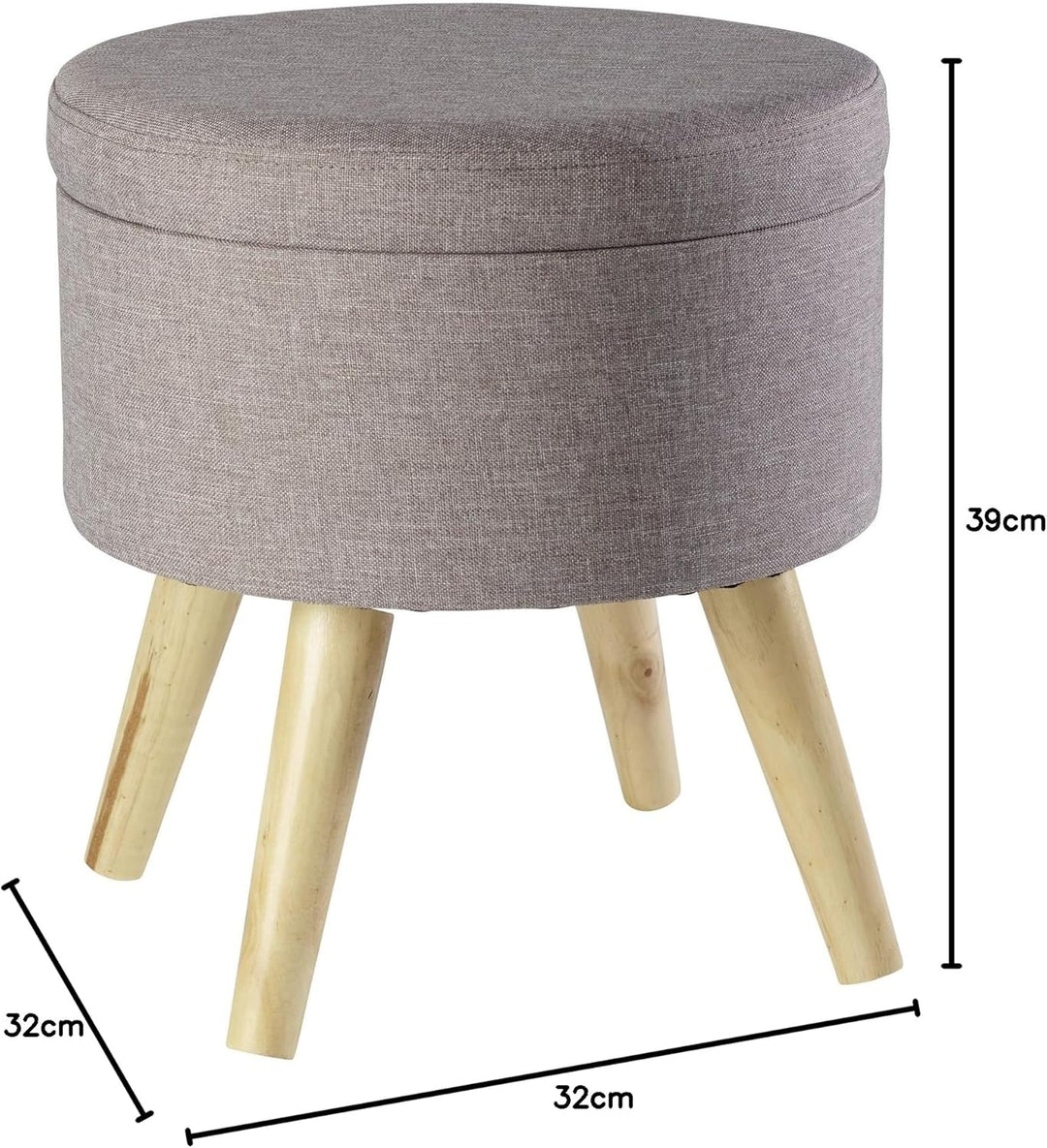 ECHTWERK Sitzhocker Max, Sitztruhe, Sitzwürfel, rund, mit Stauraum, Deckel abnehmbar, gepolsterte Si