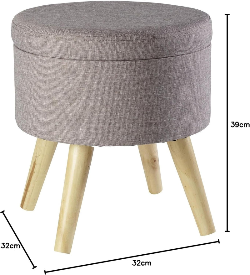 ECHTWERK Sitzhocker Max, Sitztruhe, Sitzwürfel, rund, mit Stauraum, Deckel abnehmbar, gepolsterte Si
