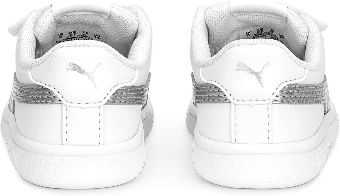 PUMA Unisex Baby Smash V2 Metallics V Inf Sneaker 23 EU Puma White Glacial Gray Puma Silver, 23 EU P