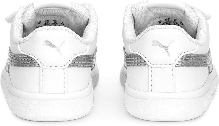 PUMA Unisex Baby Smash V2 Metallics V Inf Sneaker 23 EU Puma White Glacial Gray Puma Silver, 23 EU P