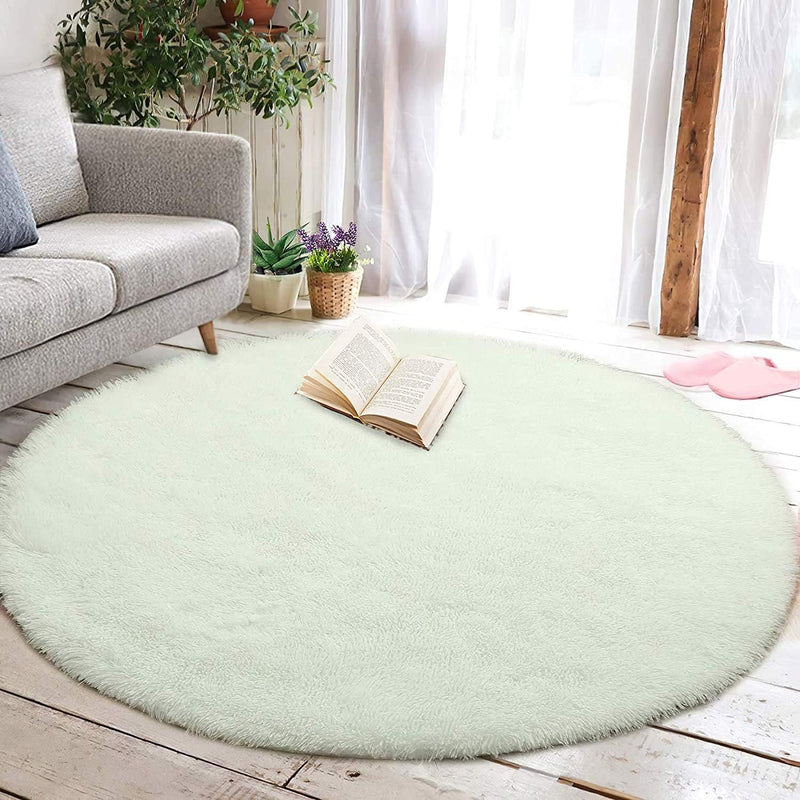 Tinyboy-hbq Runder Teppiche Hochflor Teppich wohnzimmerteppich Langflor Teppiche für Wohnzimmer flau