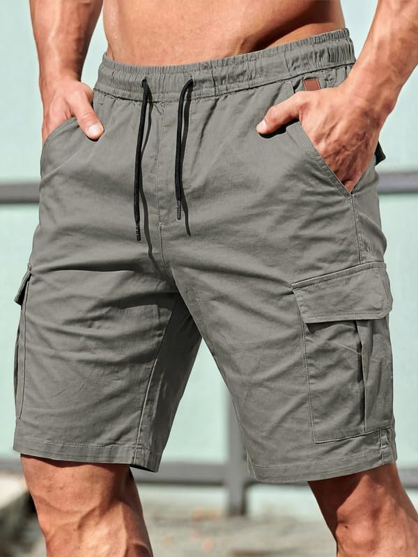 Elegancity Kurze Hosen Herren Cargo Shorts Sommer Freizeithose Kurze Elastische Taille Chino Shorts