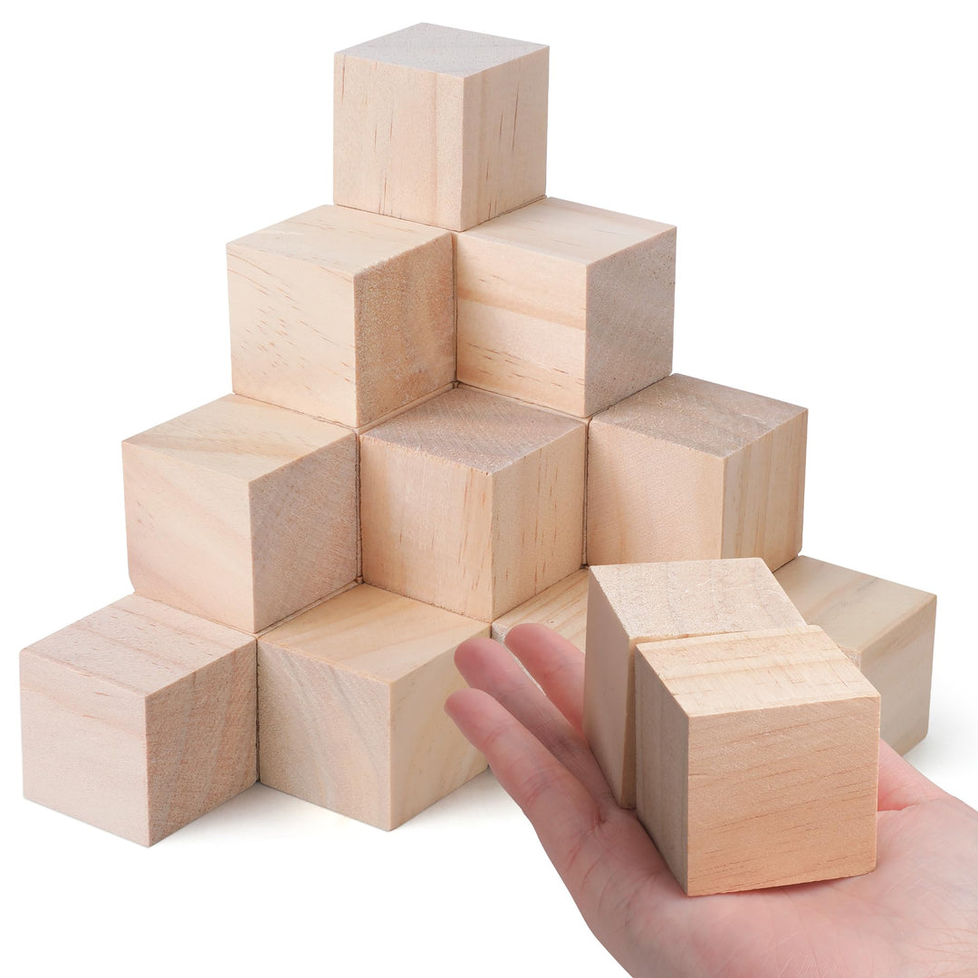 SOSMAR 20 Stück 40x40x40mm Blanko Würfel Bastel Holz Holzwürfel 4cm Holzklötzchen zum Basteln, Natür