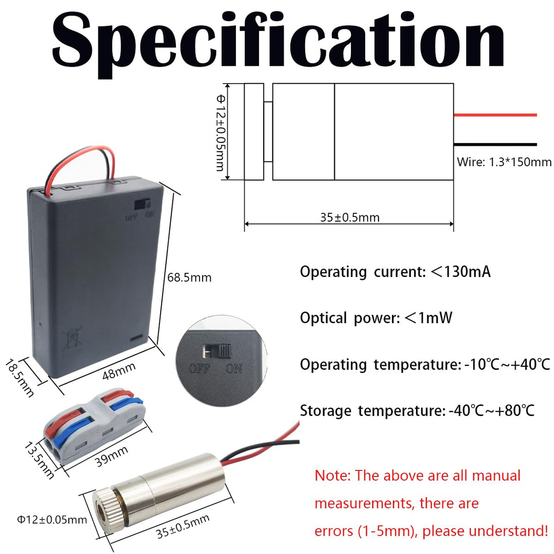 CTRICALVER 1 Pcs 520nm 3-5V Grün Laserlinie Modul Diode mit Fahrer-Kunststoff-Objektiv mit 15cm Kabe