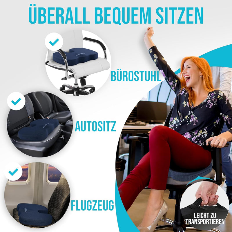FORTEM Sitzkissen Orthopädisch für Bürostuhl - Sitzkissen Auto und Schreibtischstuhl Steissbeinkisse