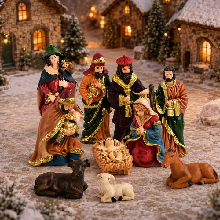 Weihnachtskrippe Figuren 10 Stück Mini Krippenfiguren Set