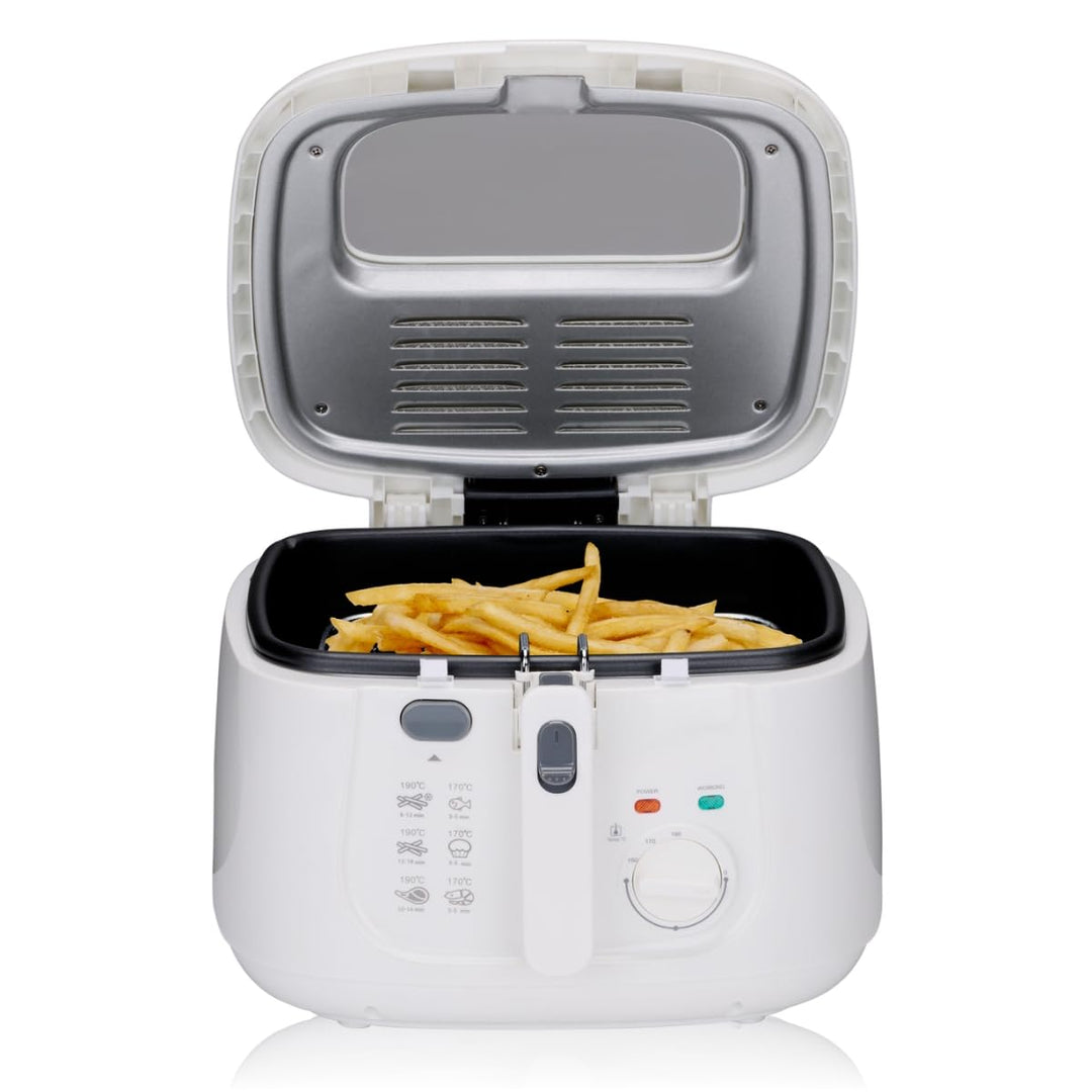 alpina Friteuse 2,5L DF-165 - Friteuse mit Fett 1800W - Einstellbare Temperatur bis 190°C - für 2 bi