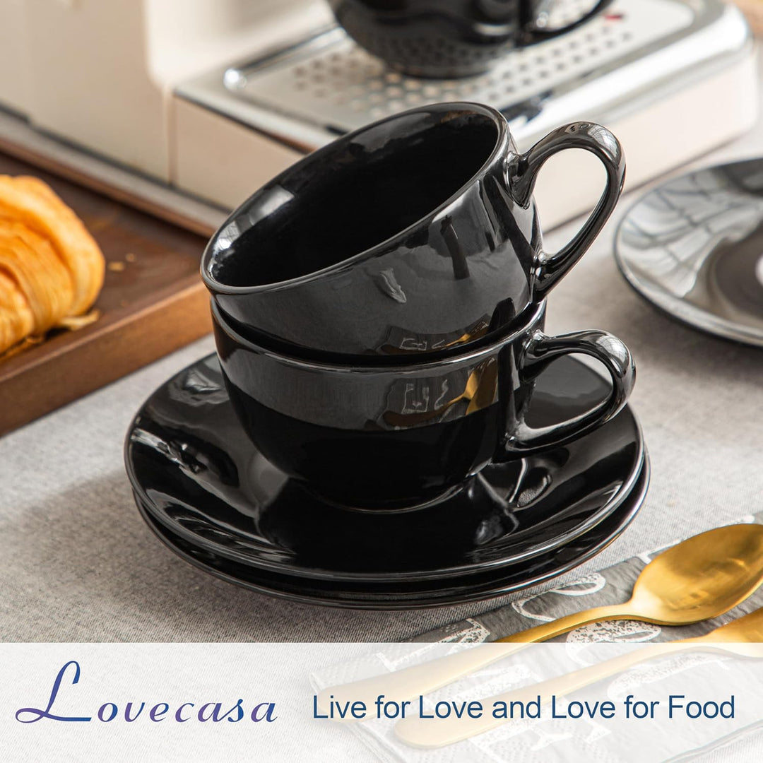 LOVECASA, Serie Sweet, Kaffee-Teeservice aus Porzellan für 6 Personen, Cappuccinotasse 230 ml + Unte