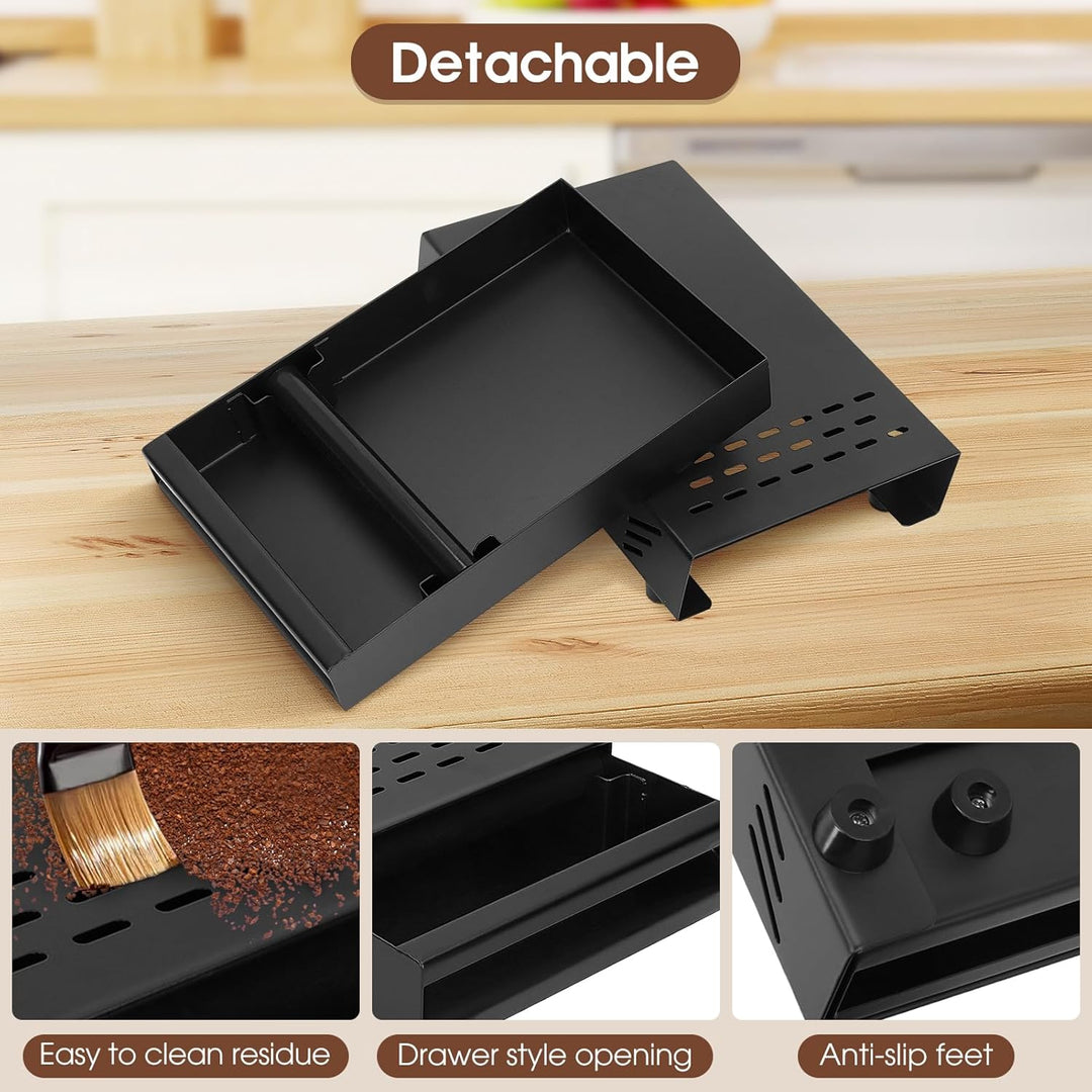 Wakects Kaffee-Klopf-Box-Behälter, Edelstahl-Gummi-Kaffeemehl-Klopf-Box-Rest-Pulver-Eimer-Schublade