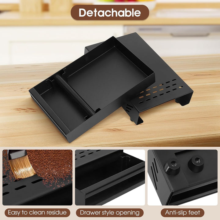 Wakects Kaffee-Klopf-Box-Behälter, Edelstahl-Gummi-Kaffeemehl-Klopf-Box-Rest-Pulver-Eimer-Schublade