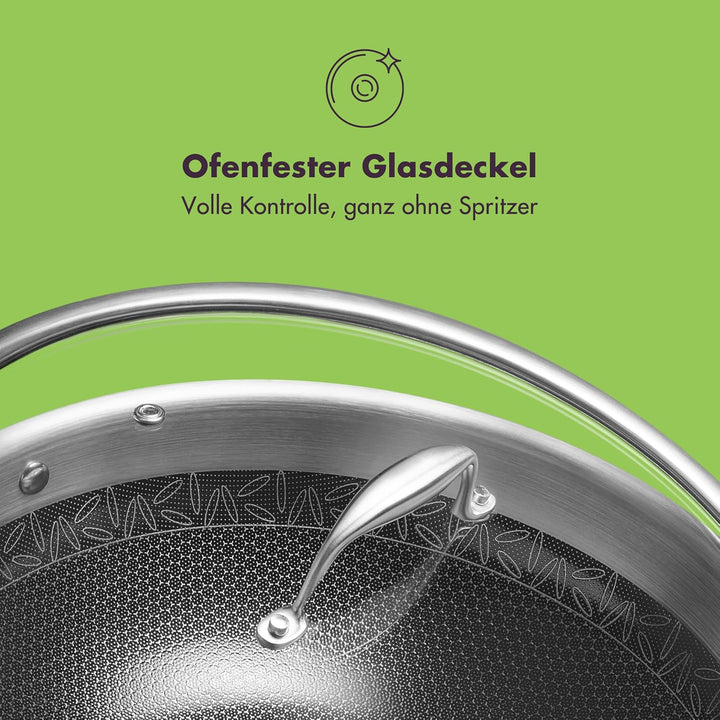 Reishunger Premium Edelstahl Wok – 32 cm Durchmesser – mit keramischer Antihaft-Beschichtung – Frei
