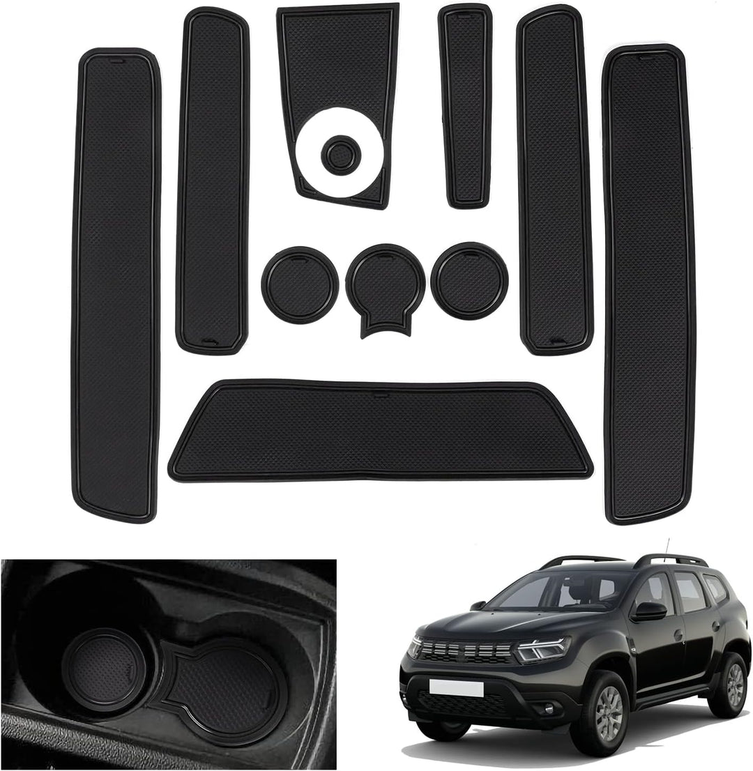 GAFAT 2018-2021 Renaul-t/Dacia Duster Antirutschmatten, Gummimatten, Mittelkonsole Becherhalter Matt