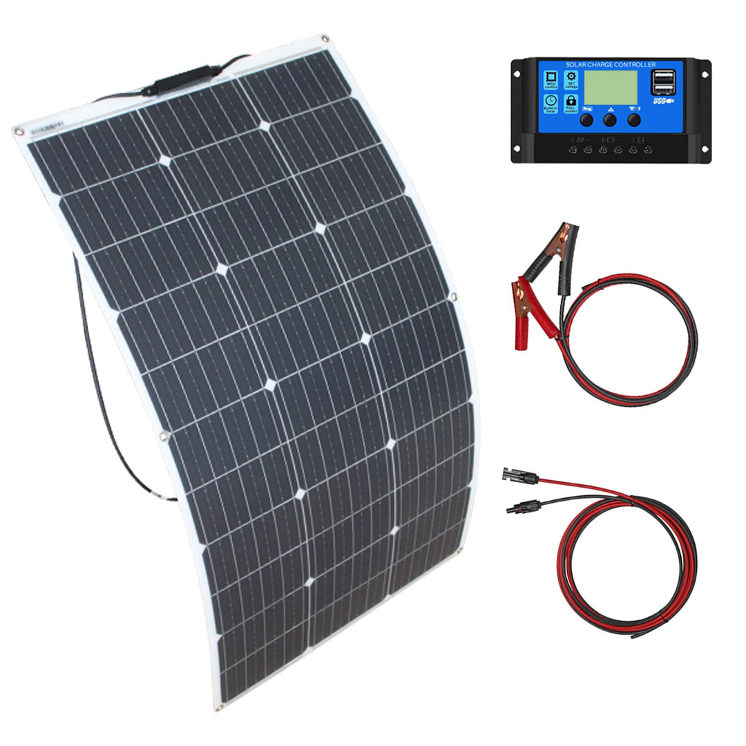 100W Flexibles Solarpanel System Kit Monokristallines Solarpanel Modul 20A 12V/24V Solarladeregler,