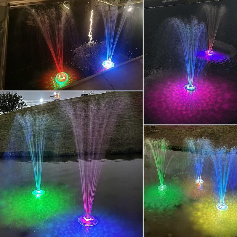 Springbrunnen Pool Schwimmend, Pool Wasserfontäne mit Unterwasser-Lichtshow, Wiederaufladbar Batteri