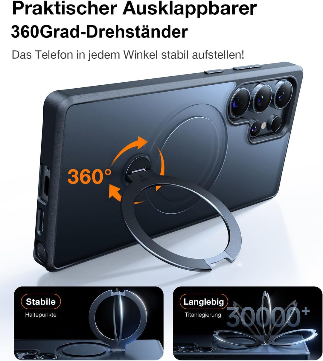 TORRAS Ostand Q3 Spin für Samsung Galaxy S25 Ultra Hülle (360° Magnetischer Robust Standring) TOP Mi