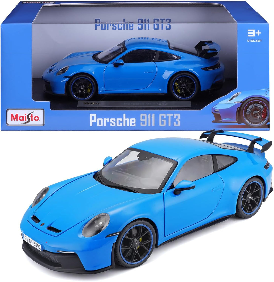 Maisto Porsche 911 GT3 (2022): Modellauto im Massstab 1:18, Türen, Kofferraum und Motorhaube bewegli