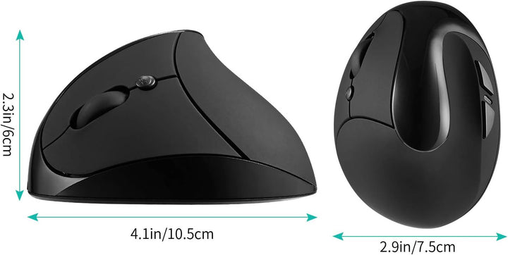 AURTEC Linkshändermaus, wiederaufladbare 2,4G-Drahtlos-Ergonomische Vertikalmäuse mit USB-Empfänger,