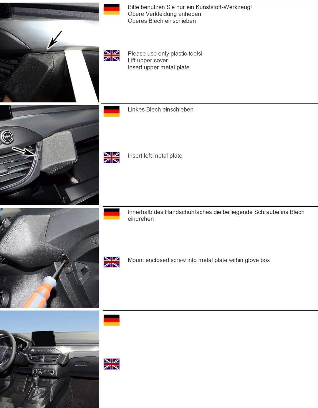 KUDA Handyhalterung passend für Ford Focus ab 2018 - Telefonkonsole für Smartphones, Handy, Navi und