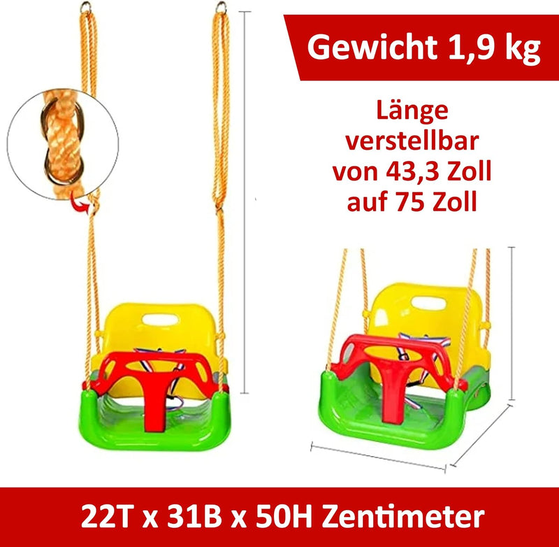 COIL Baby Schaukel 3-in-1 Babysitz Verstellbarer Schaukelsitz mit Wachsender Sitz Garten Schaukel fü