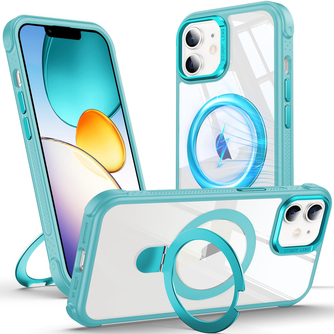Anqrp Magnetische Hülle mit Ring-Ständer für iPhone 12/12 Pro, Kompatibel mit Mag-Safe, Stossfeste T