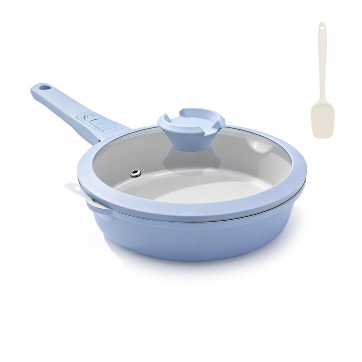 AIKENBBKK keramik pfanne 20 cm mit Deckel, Antihaft Keramikbeschichtung Bratpfanne 20 cm mit Abnehmb