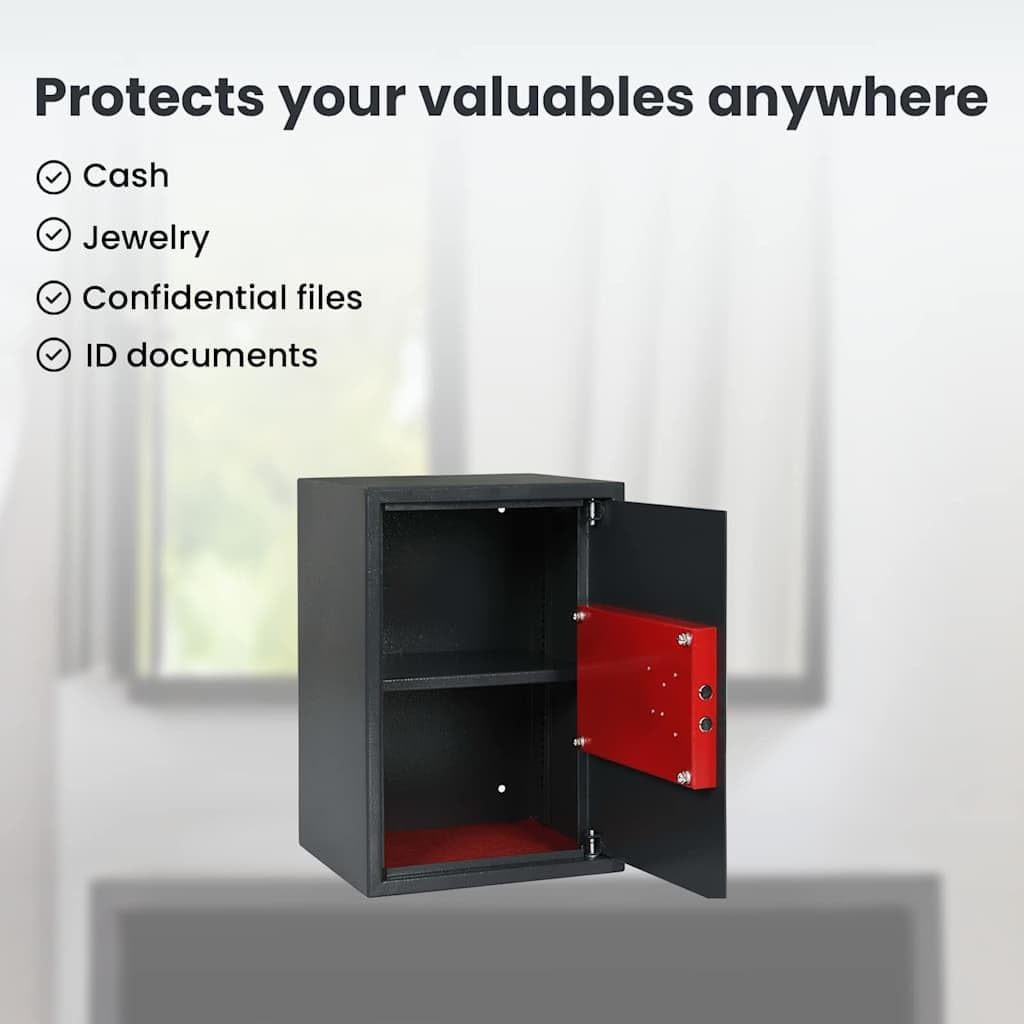 vidaXL Safe Box mit Schloss Dunkelgrau 35 x 31 x 50 cm Stahl, Heimarbeitsplatz Safe, robuster Sicher