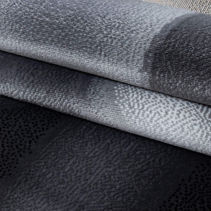 Carpetsale24 Teppich Wohnzimmer Abstrakten Wellen Mustern Schwarz Meliert 240 x 340 cm - Kurzflor Te