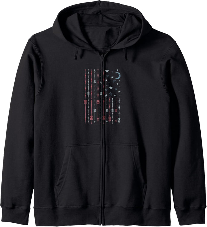 Americana Boho Arrows and Stars American Flag Kapuzenjacke