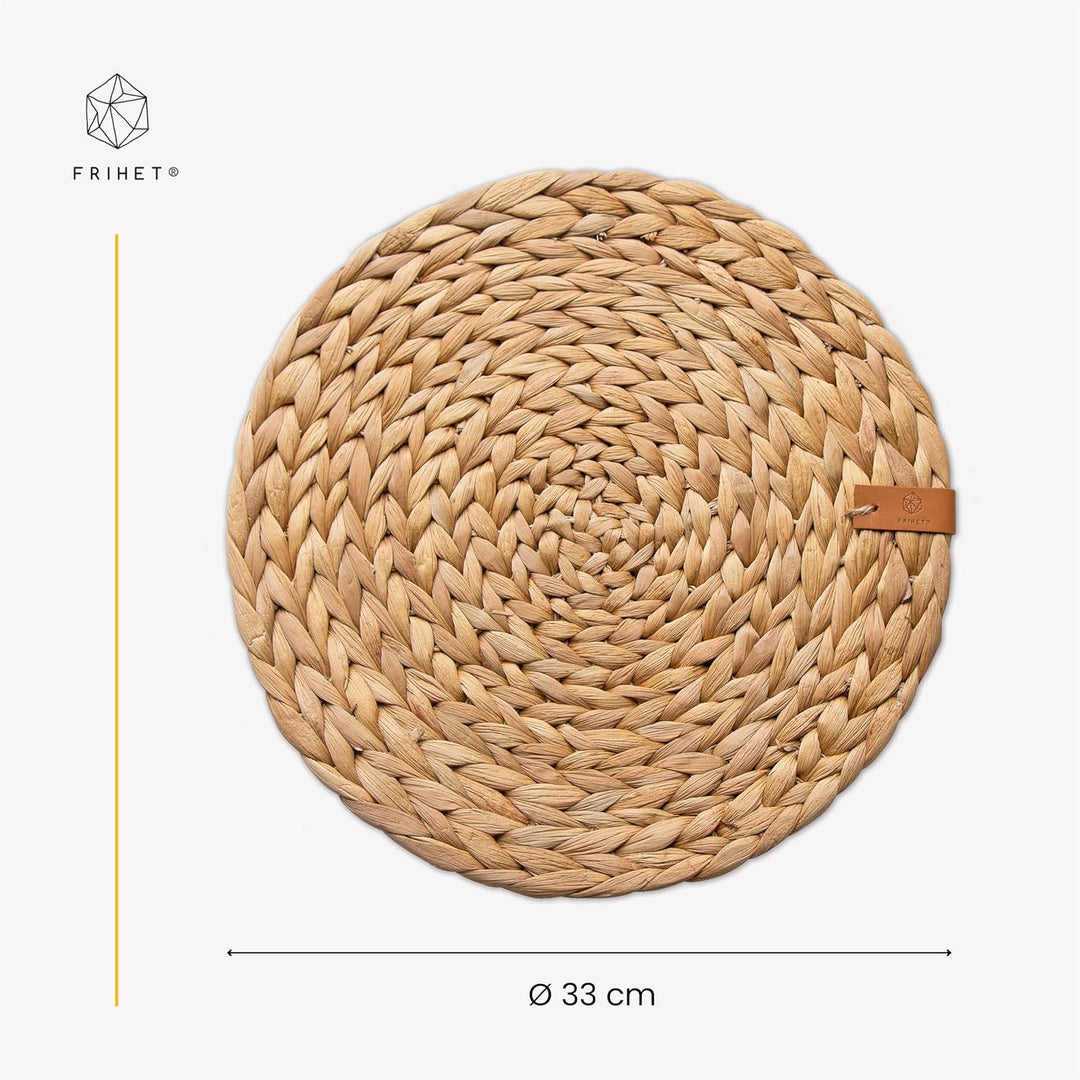 FRIHET® Tischset Oslo Set Rund Wasserhyazinthe Natur - (6, 33cm) 6 33cm, 6 33cm