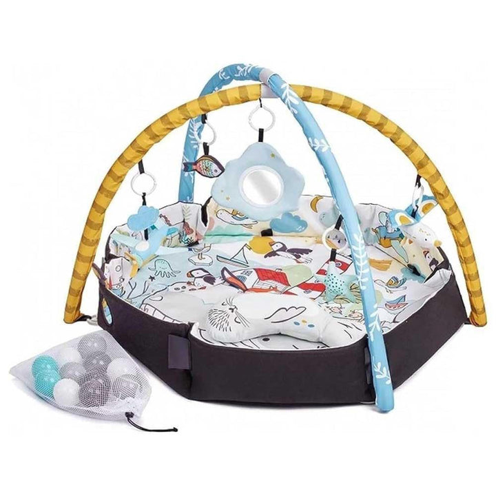 Kinderkraft SMARTPLAY SEA Spieldecke, Erlebnisdecke, Spielmatte mit Spielbogen, Krabbeldecke, Spielz