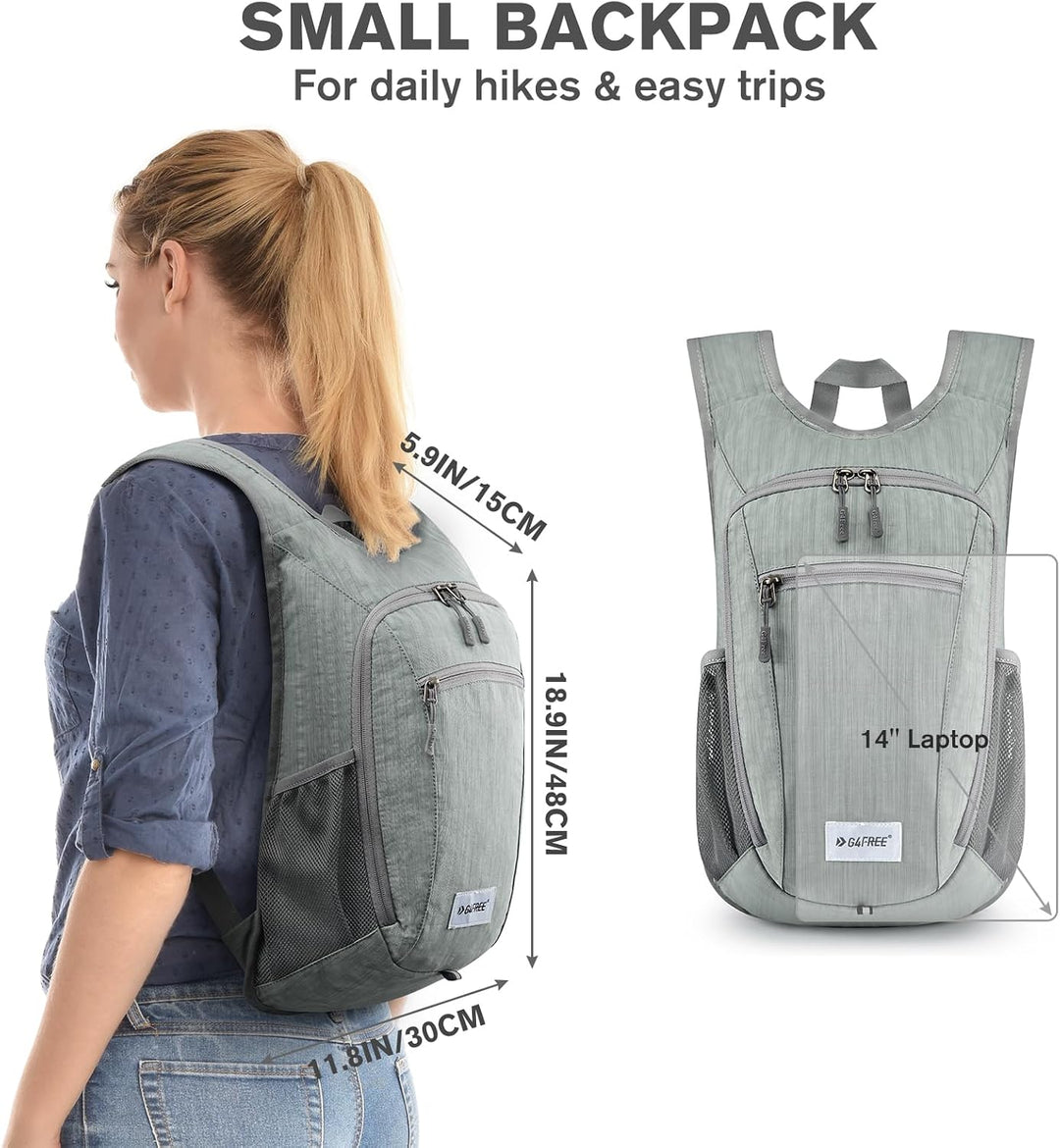 G4Free 10/15/20L Faltbarer Rucksack Klein, Wanderrucksack Leicht, Tagesrucksack Damen Herren für Wan