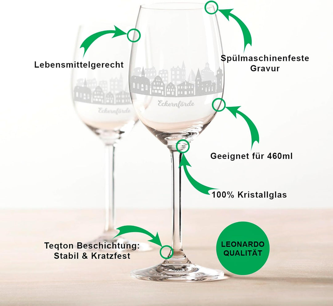 Leonardo Weingläser mit Gravur - Eckernförde Geschenk im 2er Set - Weingeschenk - Souvenir Andenken