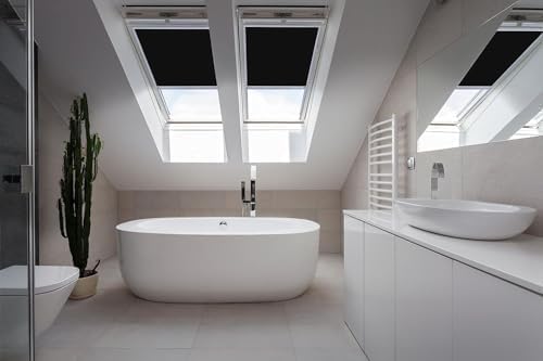 Classic Roof Blinds für FAKRO Dachfenster Verdunkelungsrollo Schwarz Silber Aluminiumrahmen (940/118