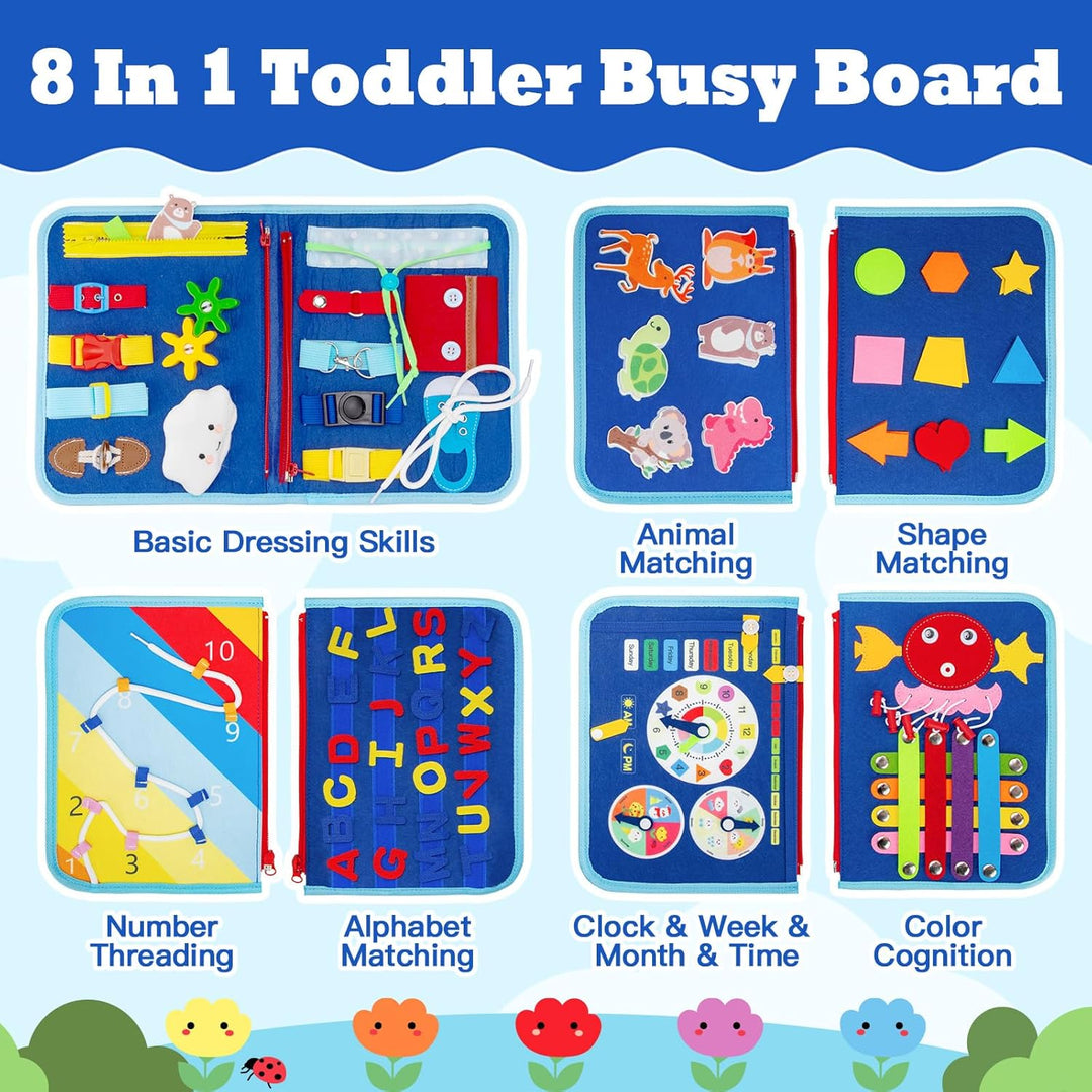 Funsland Busy Board Montessori Spielzeug - Kleinkind Activity Board Auto Flugzeug Reisespielzeug, Ba
